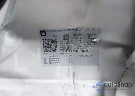 2021 Chevrolet Equinox Fwd Ls from USA, damaged, VIN 3GNAXHEV5MS115699